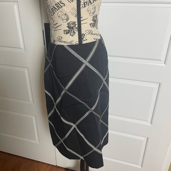 Talbots Black and White Cotton Ribbon A-line Skirt - Picture 8 of 8